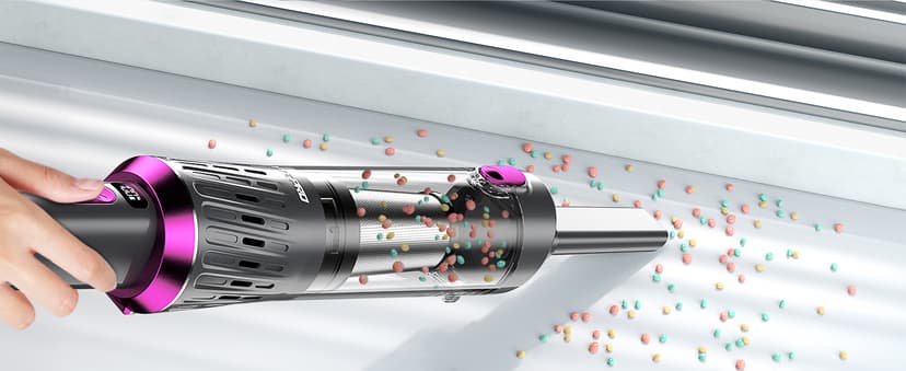 Handheld Vacuum Cordless 25000Pa Car Vacuum 3-in-1 Handheld Vacuum, Includes Smart Display and Charging Base Hand Vac Cordless Rechargeable One-Touch Empty for Home/Pet/Car (Violet)