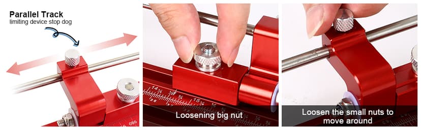 Updated Version Parallel Rail Guide System, Woodworking Track Saw Guide Rail Joining Set Aluminium Alloy Circular Saw Track Set Fixed Guide Rail Bracket Universal T-Track Auxiliary Tool (Red)