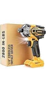 Cordless Impact Wrench 3/4 inch compatible with Dewalt 20V Battery, Cerycose1850ft-lbs (2500N.m) Brushless Electric Impact Gun, High Torque Impact Driver, Bare Tool Only, Heavy-Duty Automotive