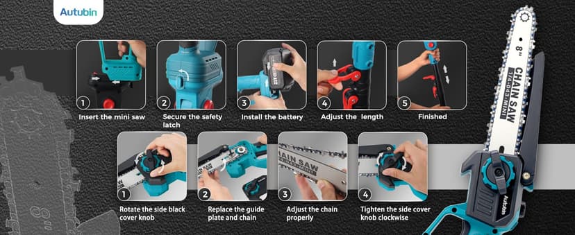 2-in-1 Cordless Pole Saw & 8'' Mini Chainsaw,Forest Ranger Approved Electric Handheld Chain Saw with 2× 21V 4.0Ah Rechargeable Batterie&Charger, Auto Oiling Multi-Angle,Max 16Ft Saw for Tree Trimming