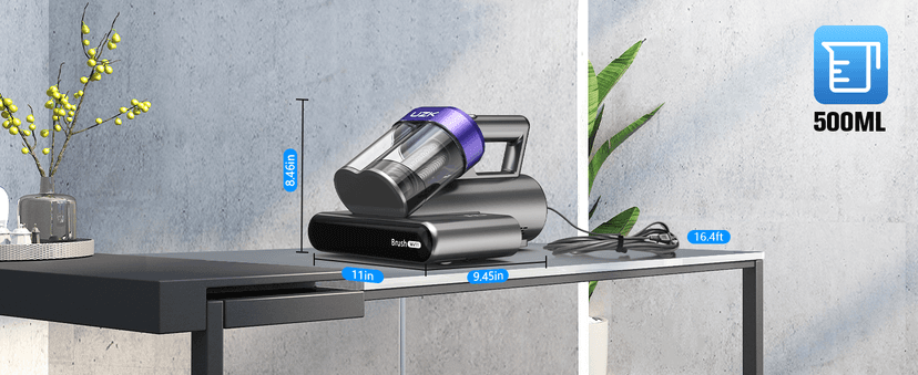 Bed Vacuum Cleaner Mattress Vacuum Cleaner,16Kpa Powerful Handheld Vacuums with UV-C Light & Double Dust Cup & High Heating & Ultrasonic & Anion for Bed Sofa (MV11,Black)