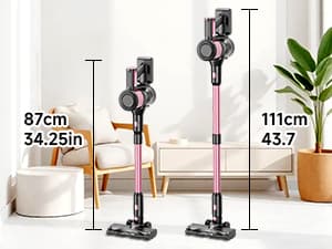 Cordless Vacuum Cleaner, 8 in 1 Powerful Stick Vacuum with 45min Runtime, Anti-Tangle Vacuum Cleaners for Home, Lightweight Handheld Wireless Vacuum for Hardwood Floor Carpet pet Hair, Rose