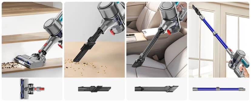 Cordless Vacuum Cleaner, 8 in 1 Powerful Stick Vacuum with 50Mins Rechargeable Battery, Vacuum Cleaners for Home Anti-Tangled Lightweight Handheld Vacuum for Hardwood Floor, Carpets, Pet Hair, Blue
