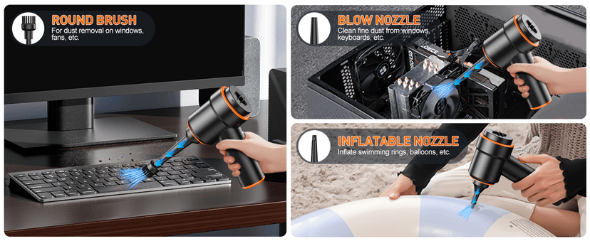 KMM Handheld Car Vacuum Cleaner, 11000PA Vacuum Cleaner & Air Duster, 120W High Power Vacuum Portable Cordless, Hand Held Vacuum Rechargeable with Multi-Nozzles & LED Light for Home, Car, Office