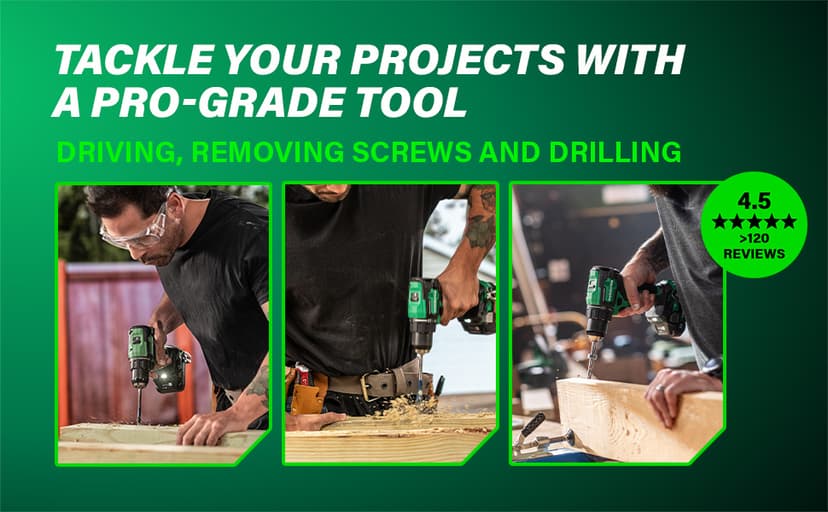 Metabo HPT 18V MultiVolt 1/2" Cordless Brushless Driver Drill Kit, High Power Drill Set with Bag, 2 Lithium-Ion Metabo Batteries and Charger, Compact Lightweight Power Driver, DS18DEX