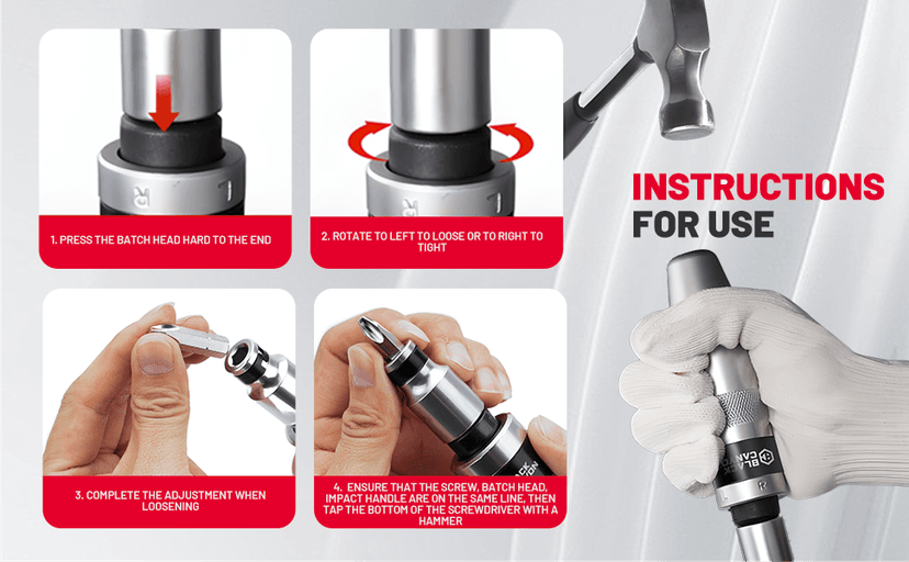 BLACK CANYON 1/2" S2 Hand Impact Screwdriver, 12-Pieces Tip Styles Slotted, Phillips, Hex, Manual Reversible Impact Driver, Disengage Rusted Fasteners or Frozen Bolts, Ideal Hand Tool for Men, Dad