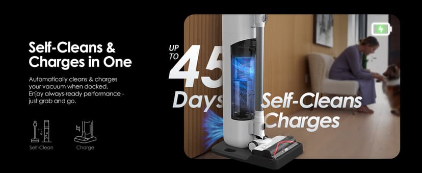 Tineco Pure ONE Station 5 Cordless Smart Vacuum with 2.5L Auto Dust Base, Full-Path Self-Cleaning, 175W Suction, ZeroTangle Tech, iLoop Smart Sensor, Suitbale for Hard Floor & Carpet