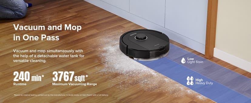 roborock Q5 Pro+ Robot Vacuum and Mop, Self-Emptying, 5500 Pa Max Suction, DuoRoller Brush, Hands-Free Cleaning for up to 7 Weeks, Precise Navigation, Perfect for Hard Floors, Carpets, and Pet Hair