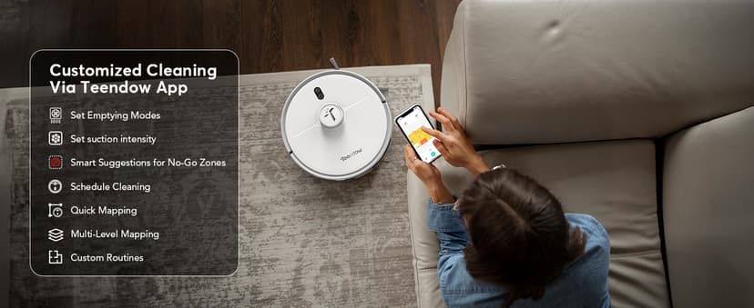 D20S Max+ Robot Vacuum and Mop, Specifically Handling Pet Hair Design, 6000Pa Max Suction, with Self-Empty Dock, 10 Weeks Hands-Free Cleaning, PreciSense LiDAR Navigation, App & Voice Control