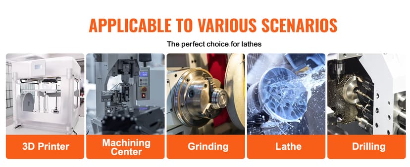 VEVOR 3-Jaw Lathe Chuck, 8'', Self-Centering Lathe Chuck, 0.16-8 in/4-200 mm Clamping Range with T-key Fixing Screws Hexagon Wrench, for Lathe 3D Printer Machining Center Milling Drilling Machine