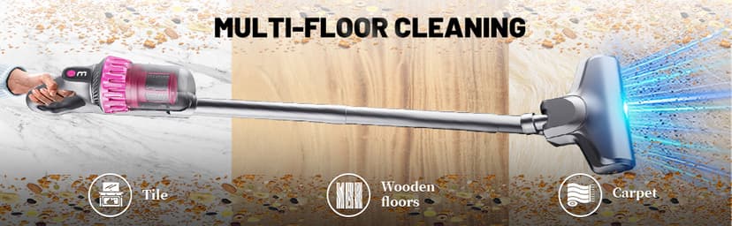 Cordless Vacuum Cleaner,Stick Vac with LED Screen,4 in 1 Mattress Vacuum, 1500mah Battery, Strong Suction,Suitable for Bed, car, Sofa, Carpet, pet Hair,Hardwood Floor