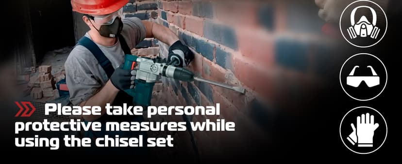 SDS Plus Chisel Set for Rotary Hammer Drills, 6 PCS SDS Chisel Set Includes Point, Flat, Scaling, Groove, Scraping, Tile, Hammer Drill Bits for Brick, Concrete, Block, Masonry