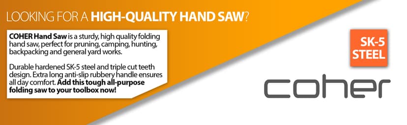 Folding Hand Saw for Tree Pruning, Camping, Gardening, Hunting. Cutting Wood, PVC, Bone with Ergonomic Handle Design