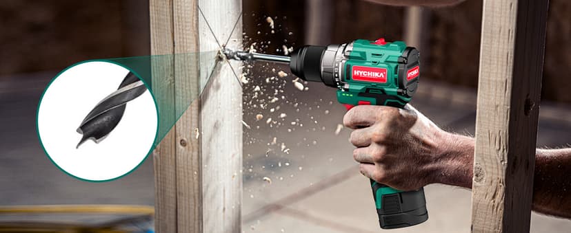 HYCHIKA Drill Set, True Brushless Power Drill Driver 16.8V Cordless Compact Drill Woman Man,410 IN-LB, LED Light,2 Variable Speed 23+1 Torque 3/8" Keyless Chuck, 1 Lithium-Ion Battery
