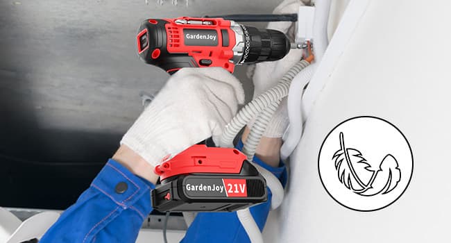 GardenJoy 20v Cordless Drill Set, Power Electric Kit Battery With Charger 30Nm 2-Speed 3/8" Keyless Chuck 24+1 Torque Drill Driver screwdriver Bits with LED Electric Work Light for Women DIY