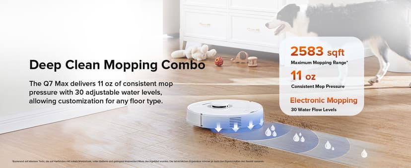 roborock Q7 Max Robot Vacuum and Mop Combo, 30-Level Water Flow Control, 4200Pa Suction, PreciSense LiDAR Navigation, No-Go Zone, No-Mop Zone, App & Voice Control, Ideal for Pet Hair