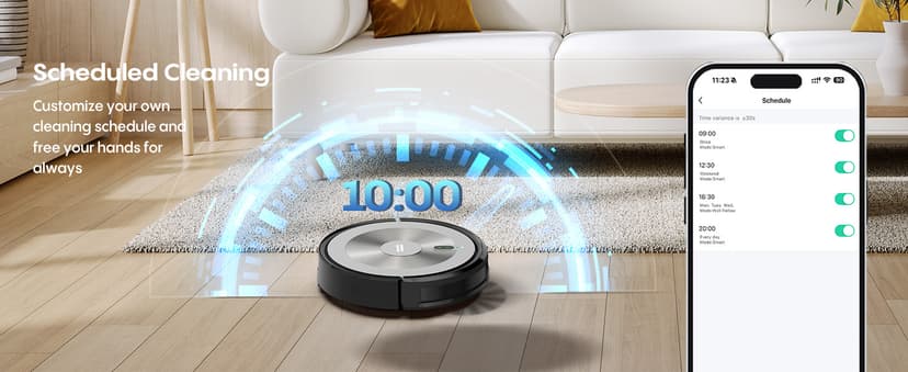 Robot Vacuum Cleaner - 2-in-1 Robot Vacuum and Mop Combo, 2500Pa Suction, Smart Navigation, Alexa & Google Assistant Compatible, Auto Recharge, Anti-Fall, Pet Hair Removal, Z-Shape Cleaning Mode
