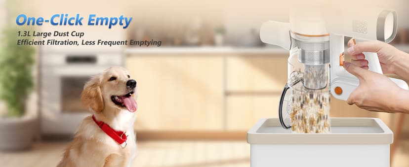 Tikom V500 Cordless Vacuum Cleaner for Home, 40000Pa/450W Stick Vacuum with LED Touch Screen, Charging Wall Dock, Anti-Tangle, Lightweight Handheld Vacuum for Pet Hair, Hard Floor, Carpet