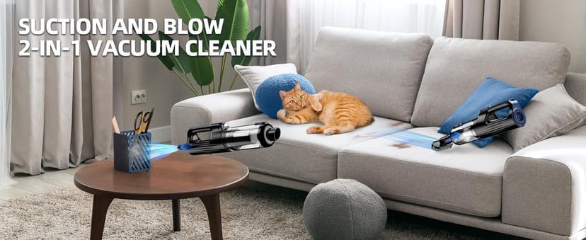 Car Vacuum Portable Cordless, 18000Pa 2 in 1 Cleaner&Air Duster, 130W Brushless Motor Handheld Vacuum Cordless with 7800mAh Battery, LED Light, Multi-Nozzles for Car, Home, Office, Pet