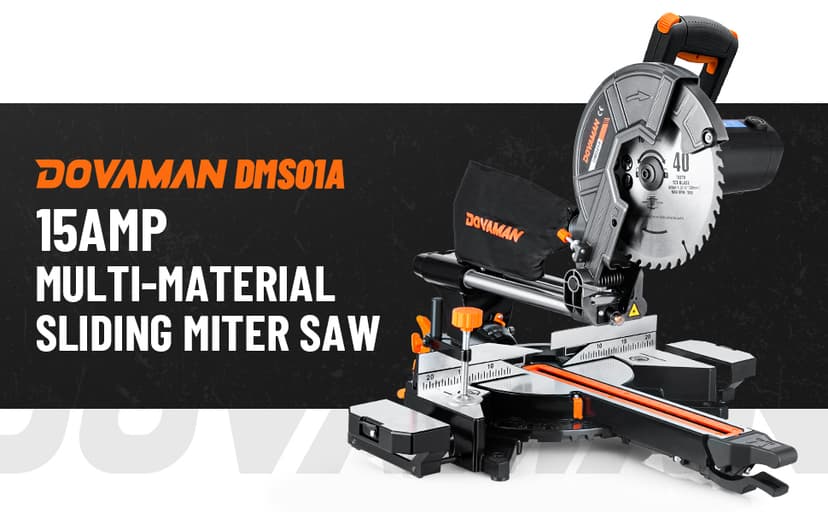 Updated 10-Inch Sliding Miter Saw, Multi-Material Cutting w/ 3 x TCT Blades, Ambidextrous Operation, 5000/3200RPM Speed, Laser Guide, 0-45° Bevel Cut, Max Cut 3.5x13.4in, 9 Positive Stops