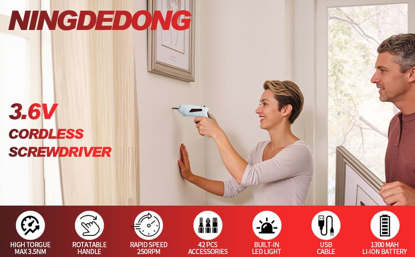 Electric Cordless Screwdriver Set, power-screw-guns,Rechargeable Cordless Power Tool with Carrying Case and Bits (white)