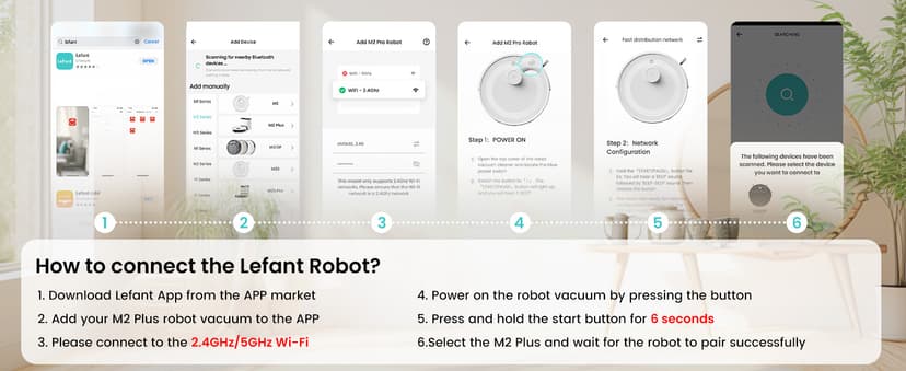 Lefant LiDAR Robot Vacuum and Mop,45-Day Self-Emptying,6000Pa Powerful Suction,Customized Cleaning,Home Mapping,140 Min Runtime,Roller Brush for Carpet,2.4G/5G WiFi/Alexa/APP/iWatch,M2 Plus