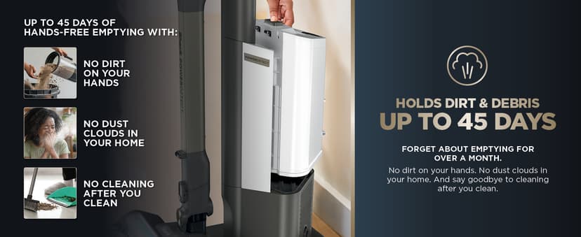 Shark PowerDetect Clean & Empty Cordless Stick Vacuum & Auto-Empty System, Powerful Suction, HEPA Filtration, Carpet & Hard Floor, Portable, Stick Vacuum for Pet Hair, Dark Gray, IP3253