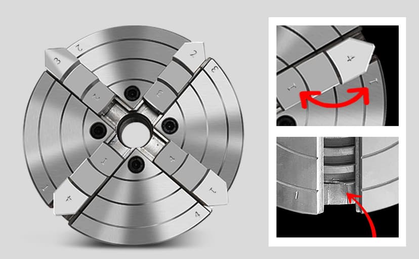 6 Inch Wood Lathe Chuck Set 4 Jaws Self-Centering Lathe Chucks Thread 1 x 8TPI Lathe Chuck for Woodturning