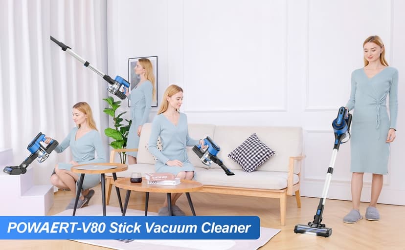 Cordless Vacuum Cleaner for Home, 45Kpa Lightweight Stick Vacuum with Powerful Suction, Rechargeable Battery Up to 50mins, Handheld Vacuum Cleaners for Carpets, Pet Hair,Hardwood Floors - Blue