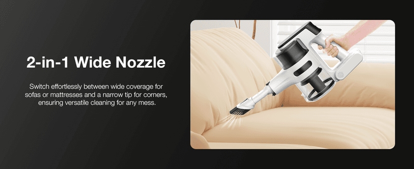 Cordless Stick Rechargeable Vacuum Cleaner, Lightweight, 55min Runtime, 9 in 1 Powerful Suction, Self Standing, Anti Tangle LED Headlight, Ideal for Carpets, Hardwood Floors, Pet Hair, and Home