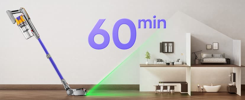 Cordless Vacuum Cleaner, 550W 45KPA 60 Mins Vacuum Cleaners for Home, Stick Vacuum with 1.8L Large Dust Cup, Wall Mount Charging, Anti-Tangle Wireless, Green Light for Pet Hair, Carpets, Hardwood