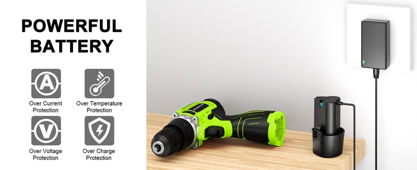 GardenJoy Cordless Power Drill Set: 12V Electric Drill with Battery and Charger, 65pcs Acessories, 3/8"Keyless Chuck, 2 Variable Speed, 24+1 Position, Compact Drill Driver Kit for Home & DIY Project