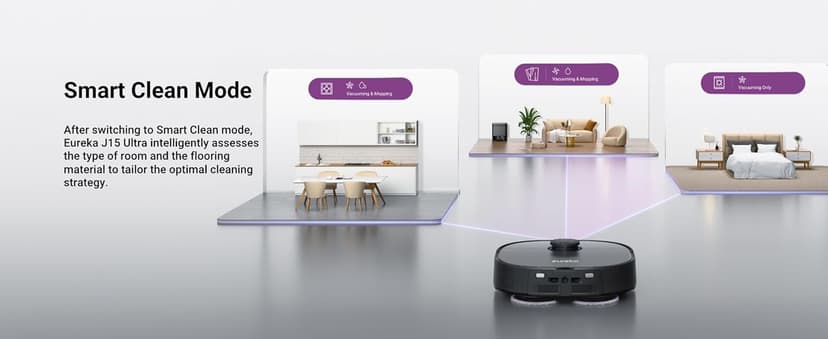 Eureka J15 Ultra Self Emptying Robot Vacuum, 19,000 Pa Suction, Flex-Arm Mop Design, 167℉Hot Water Mop Washing & 131°F Hot Air Drying, AI Obstacle Avoidance, Black