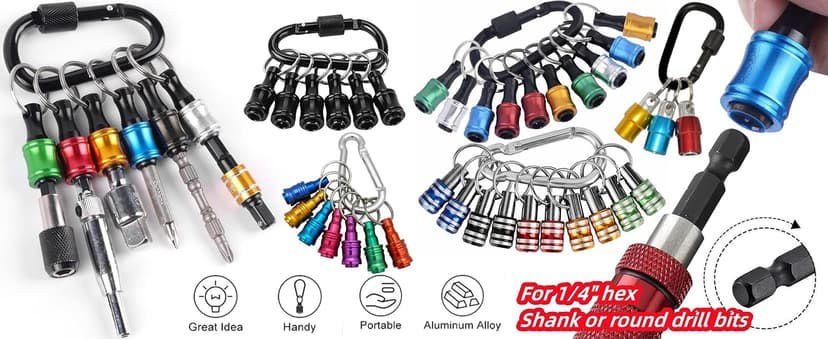 12PCS Bit Holders 1/4 Socket, Hex Shank Screwdriver Bit Holder for Impact Driver Drill Bit Keychain Extension Bar Quick Release Easy Change, Screwdriver Bit Holders for Tools & Home Improvement Gift