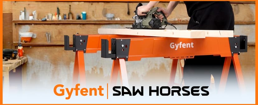 Saw Horses 2 Pack, 4400Lbs Load Capacity Saw Horse Folding Heavy Duty Sawhorses 21-34in Adjustable Height Professional Saw Horse with 2x4 Bracket for Woodworking Carpenters Contractors, Orange