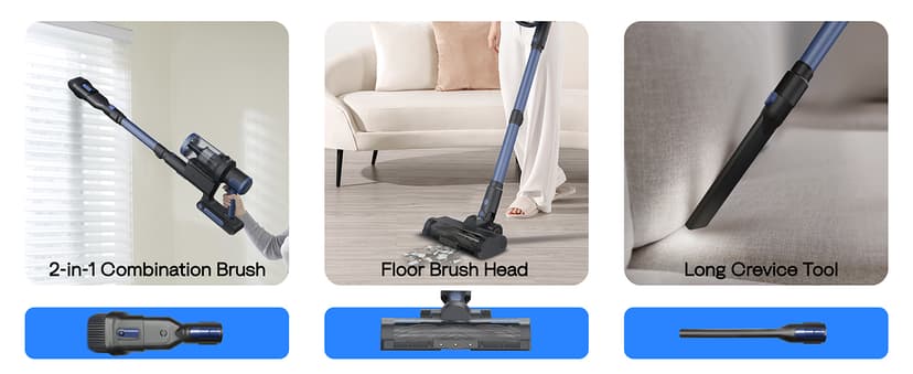 Cordless Vacuum Cleaner, 30KPA 350W Self-Standing Stick Vacuum Cleaner with LED Touch Screen, Charging Wall Mount, 3 Suction Modes, Anti-Tangle Wireless Vacuum for Home/Hair/Carpets/Hard Floor