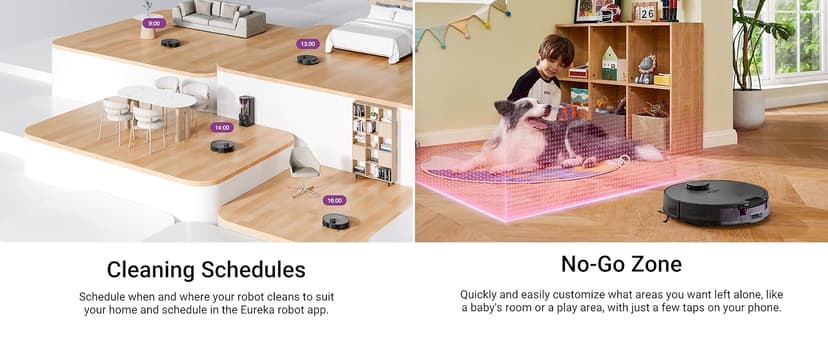 Eureka E20 Plus Robot Vacuum with Bagless Self Emptying Station, Robotic Vacuum and Mop Combo, 45-Day Capacity, Upgraded 8000Pa Suction and Anti Hair-Tangling Brush, LiDAR Navigation, App Control