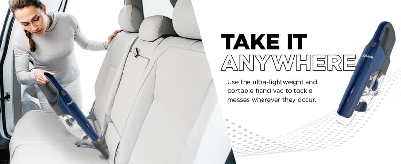 Shark CH964AMZ 2-in-1 Cordless & Handheld Vacuum Ultracyclone System, Ultra-Lightweight and Portable for Car and Home, Washable Filter, XL Dust Cup, Crevice Tool & Scrubbing Brush, Blue