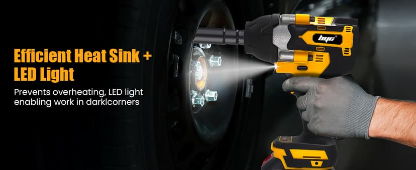 Cordless 1/2 Inch Impact Wrench,1000 N.m(740 Ft-lbs) Brushless High Torque Electric Impact Gun, 3300RPM Power Impact Driver, 2x 4.0AH Li-ion Battery,Charger & 6Pcs Sockets for Car Home DIY Furniture