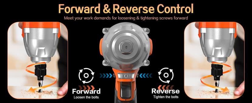 Cordless Impact Wrench, 665Ft-Ibs (900N.m) 1/2" Electric Impact Wrench, 21V Power Impact Drill with 2x 4.0Ah Battery, 6 Sockets, 8 Drill, 6 Screws, Impact Gun Variable Speeds for Car/Truck/Mower