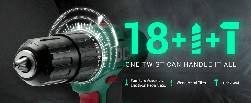 20V Cordless Hammer Drill Set, 354 In-lbs Torque, 1/2" Keyless Chuck, 22500 IPM, 2 Variable Speeds, 18+1+1 Position, Power Impact drill with 14 Drill/Driver Bits for Brick, Metal, Wood ADJZ2035i13