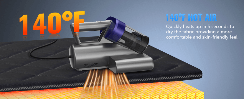 Bed Vacuum Cleaner Mattress Vacuum Cleaner,16Kpa Powerful Handheld Vacuums with UV-C Light & Double Dust Cup & High Heating & Ultrasonic & Anion for Bed Sofa (MV11,Black)