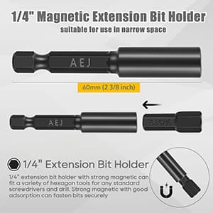 AEJ 49-Pack Screwdriver Bit Set, Hex Head Drill Bit Set, Torx Square Slotted Phillips Bit Set with 1/4" Bit Holder, 1/4 Hex Shank, S2 Steel, 1"Long