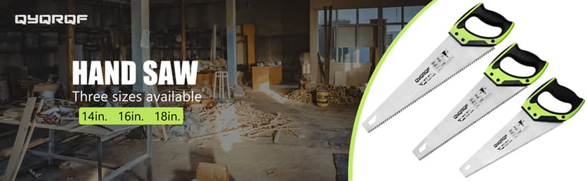 14 in. Pro Hand Saw, 11 TPI Fine-Cut Soft-Grip Hardpoint Handsaw Perfect for Sawing, Trimming, Gardening, Cutting Wood, Drywall, Plastic Pipes, Sharp Blade, Ergonomic Non-Slip Handle (green)