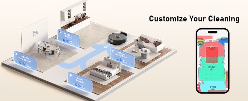 NADALY D200 Robot Vacuum and Mop Combo, Lidar Navigation Robot Vacuum Cleaner, 6000Pa Suction, 200Mins Runtime, Wi-Fi/App/Alexa Control, Self-Recharging Robotic Vacuum for Carpet Pet Hair Hard Floor
