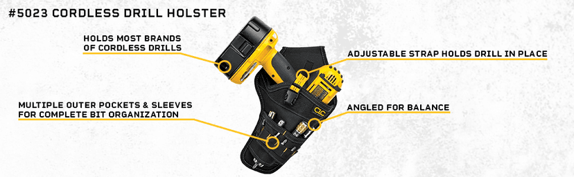CLC Custom Leathercraft 5023 Deluxe Cordless Poly Drill Holster, Black