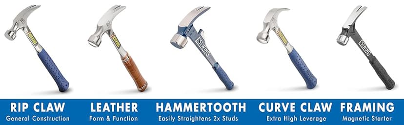 ESTWING Hammer - 16 oz Curved Claw with Smooth Face & Genuine Leather Grip - E16C