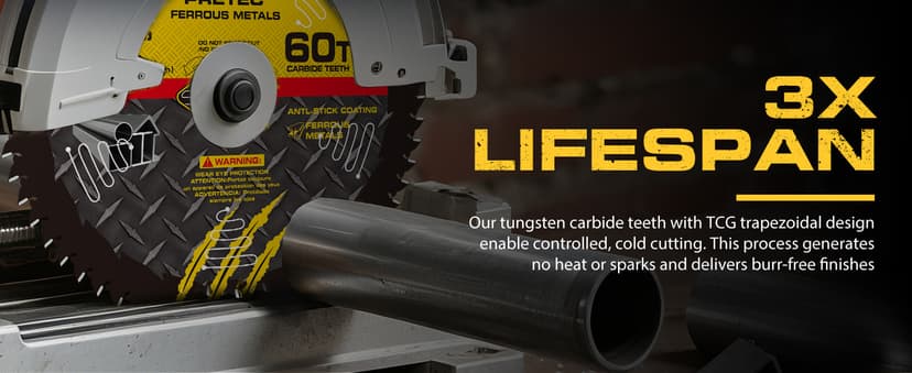 12BLADEST Blade for Cutting Mild Steel with 1" Arbor, for Circular and Chop Saws, No Heat, No Burrs & Virtually No Sparks, Carbide-Tipped TCT Blade for Cold Metal Cutting,12-Inch x 60-Tooth