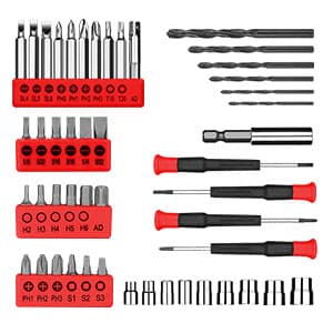 DEKOPRO Drill Set: Tool Set with 8V Red Cordless Drill, Home Tool Kit with Drill, Hand Tool Kits for Women 126 Piece