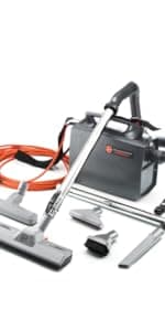 Hoover Commercial Shoulder Vac Pro Backpack Bagged Vacuum Cleaner, with HEPA Media Filter, Lightweight with Extra Long Cord, Chiropractic Design, for Carpet and Hard Floors, C2401, Black